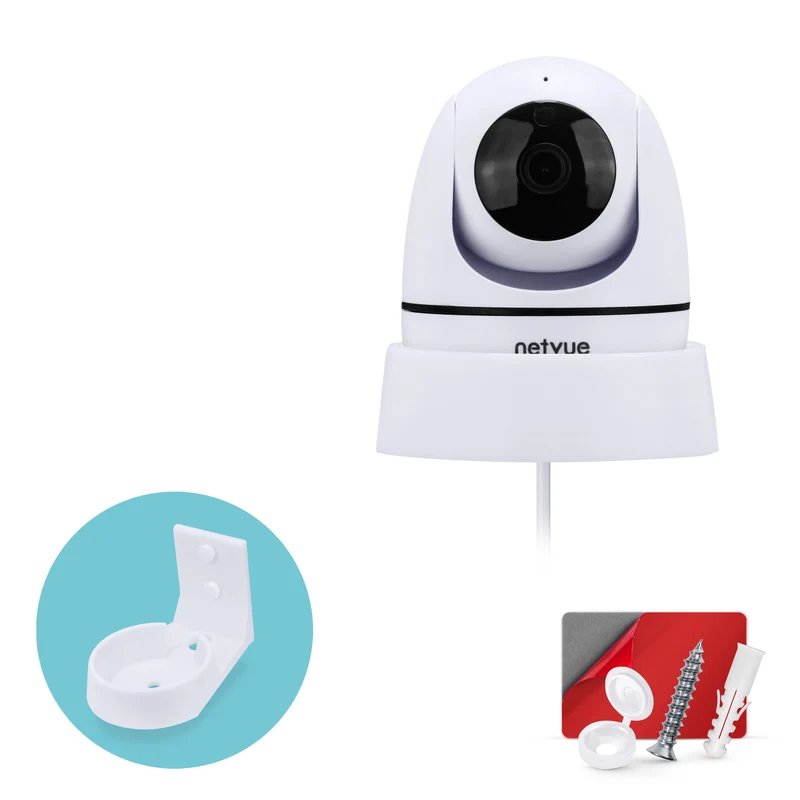 Soporte de pared para cámara interior NETVUE NI-342 para mascotas y bebés, soporte adhesivo para cámara de seguridad, reduce los puntos ciegos y el desorden, montaje adhesivo y atornillable