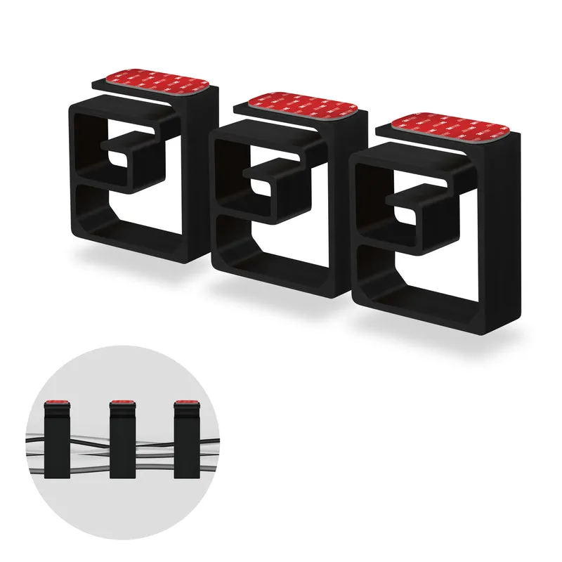 Soporte organizador de cables VHB de 3 piezas, para cables pesados, cables de PC y alambres con adhesivo fuerte, sistema de gestión de montaje debajo del escritorio - XL