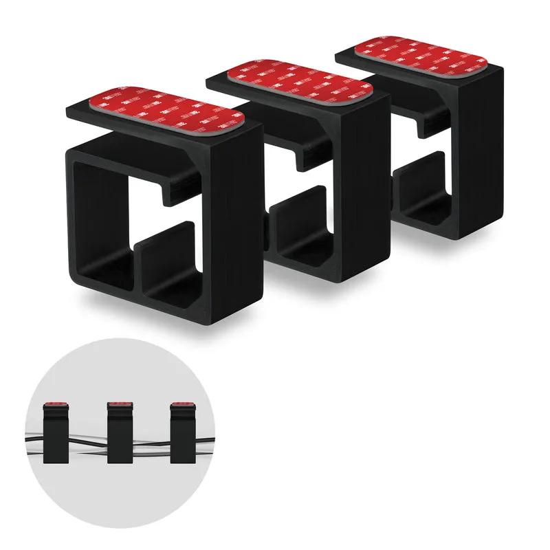 Soporte organizador de cables VHB de 3 piezas, para cables pesados, cables de PC y alambres con adhesivo fuerte, sistema de gestión de montaje debajo del escritorio - grande