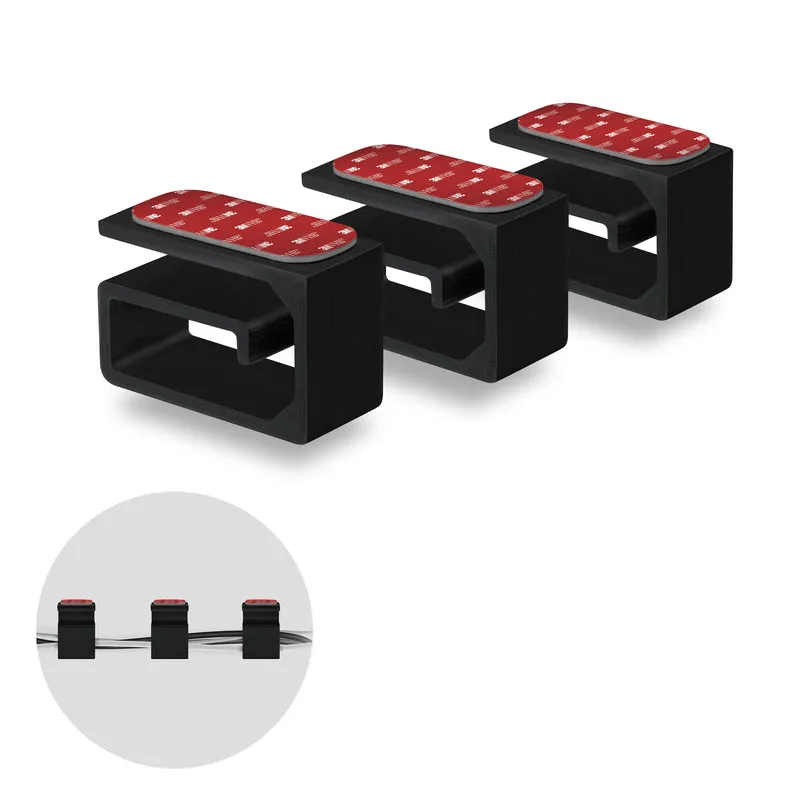 Soporte organizador de cables adhesivo VHB de 3 piezas, para cables pesados, cables de PC y alambres con adhesivo fuerte, administración de montaje debajo del escritorio - Pequeño