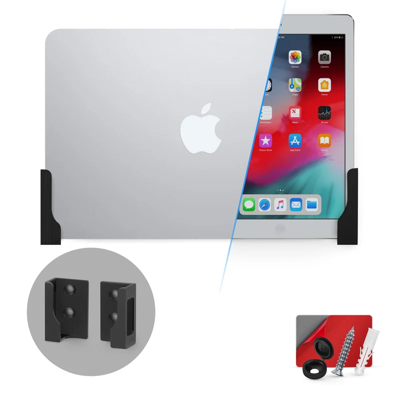 Soporte de pared adhesivo para tableta y portátil delgado para iPad, Android, Macbook, Surface, iPad Air, Mini y Pro, Galaxy Tab Note eBooks, Kindle y más