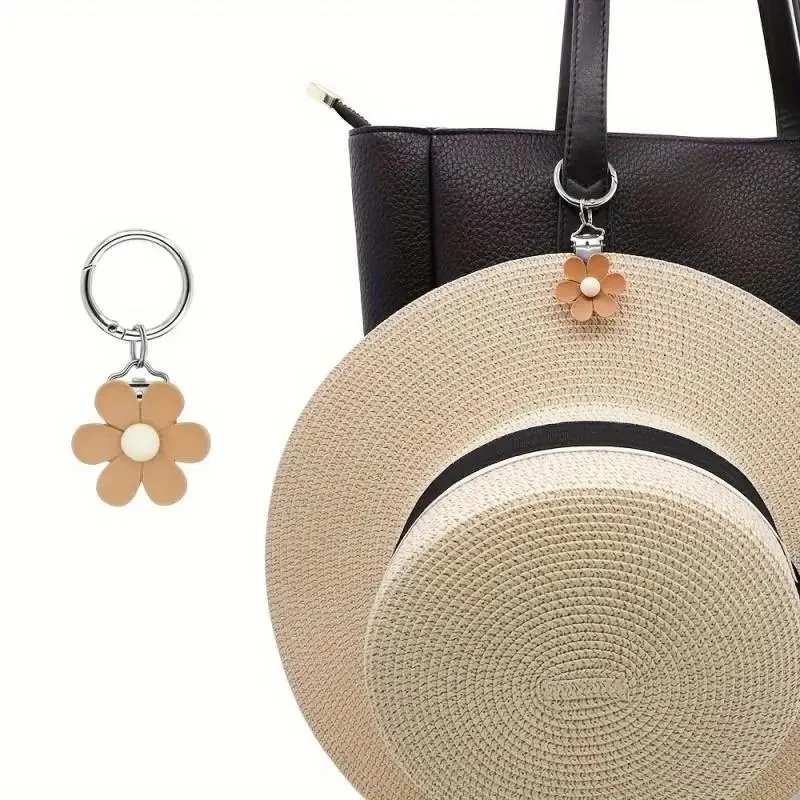 Clip sujetador de sombrero para bolso – Flor beige