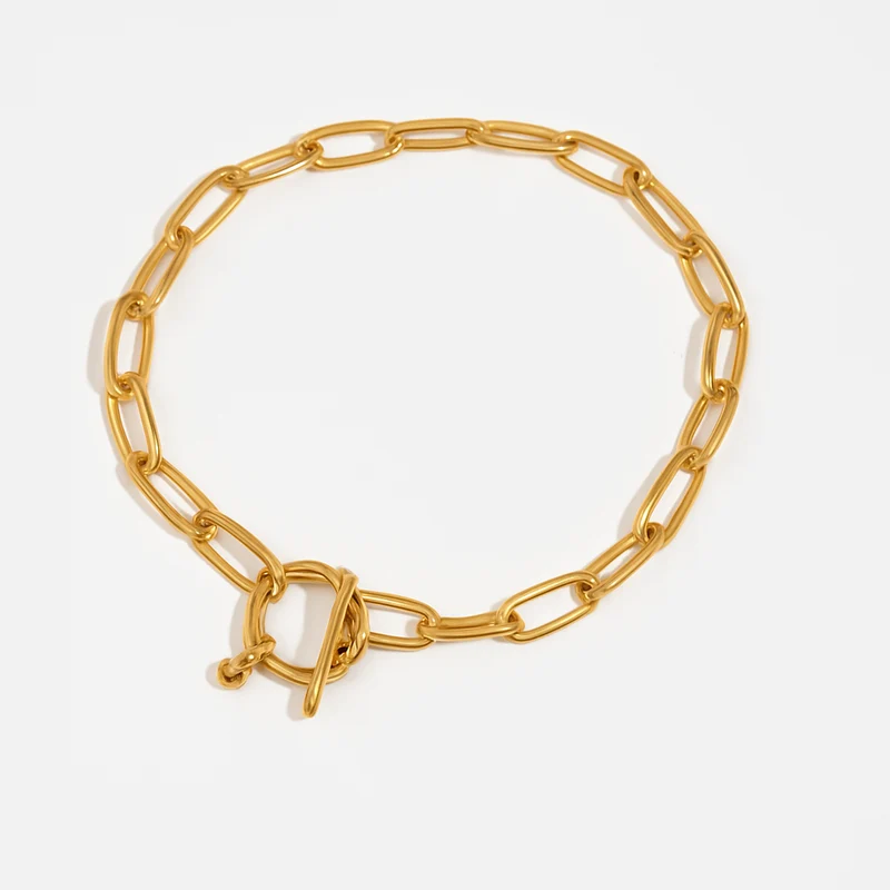 Pulsera de Eslabones Dorados – Acero Inoxidable con Cierre Circular