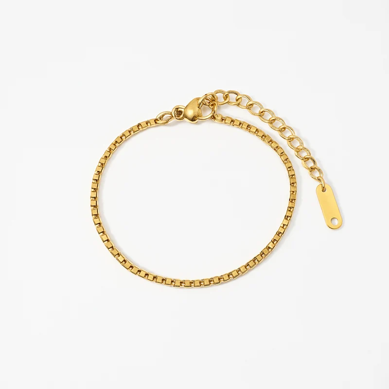 Pulsera Cadena Box Dorada – Acero Inoxidable Minimalista y Ajustable
