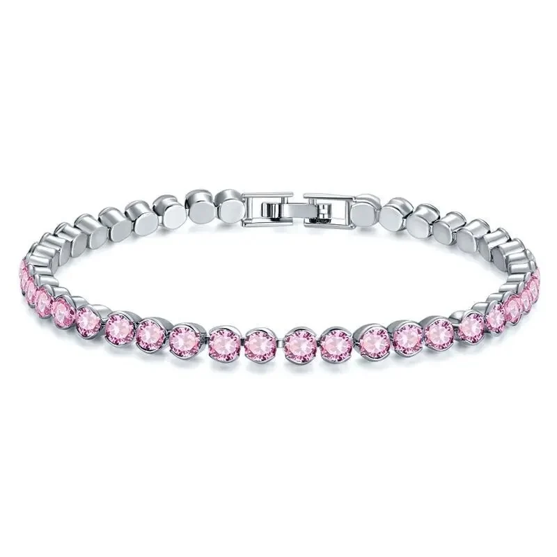Pulsera tipo tenis con circonitas rosas — Elegancia y brillo para cada ocasión