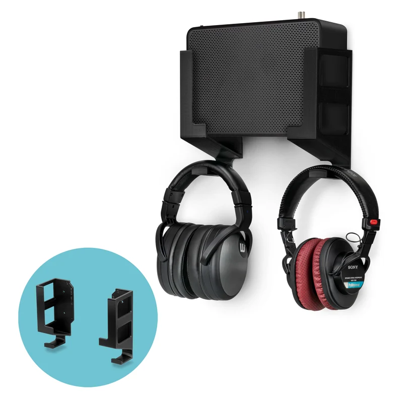 Soporte de pared vertical de 3" y soporte para colgar auriculares, adhesivo y atornillable para computadoras portátiles, enrutador de módem, decodificador de cable de TV de malla, conmutador de red y más