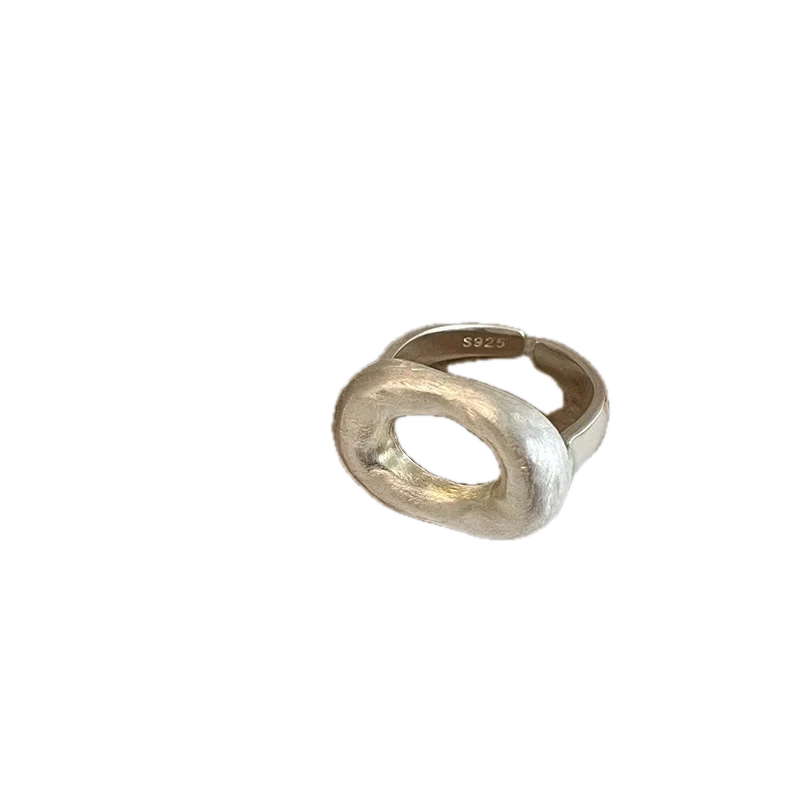 Anillo de Plata 925 Ajustable con Forma de Donut