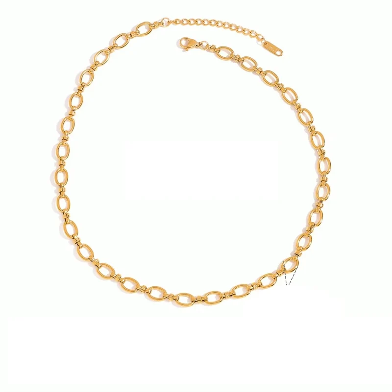 Collar cadena dorada de eslabones anchos – Acero inoxidable