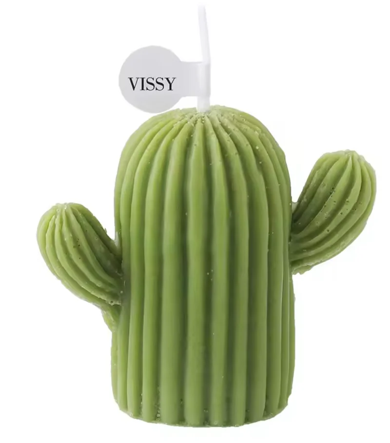 Vela Decorativa con Forma de Cactus Verde