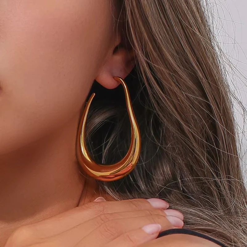 Pendientes Grandes de Acero Inoxidable – Diseño Elegante en Dorado y Plateado