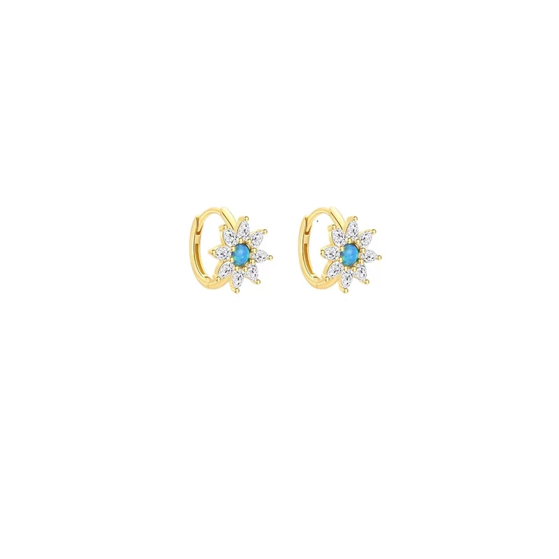 Pendientes Aro Estrella con Piedra Azul | Plata 925 y Baño en Oro 18K