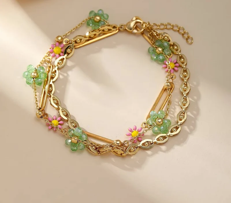 Pulseras con flores de cuentas de colores – Acero inoxidable 316L | 15,90 €