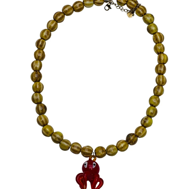 Collar de Cerámica con Pulpo de Cristal Soplado – Hecho a Mano en España