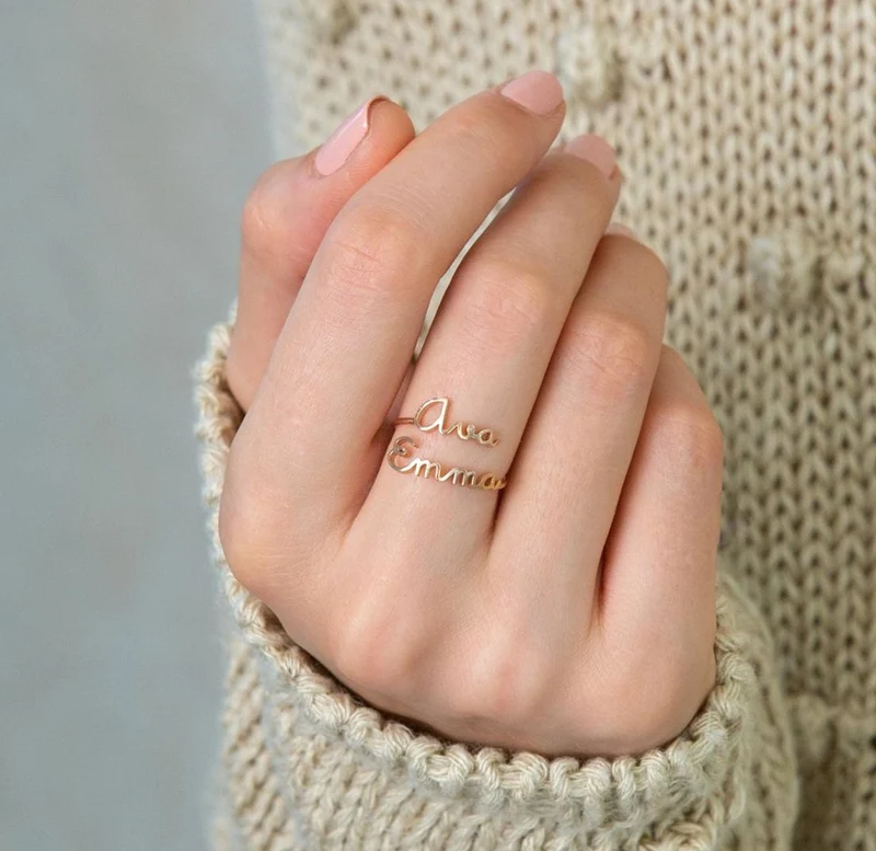 Anillo personalizado ajustable – Acero 316L baño oro/plateado | White & You