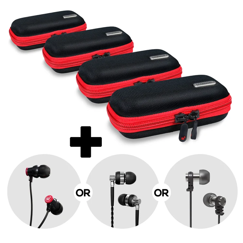 Estuche ancho para auriculares Paquete de cuatro + Juego aleatorio de auriculares - Oferta en paquete