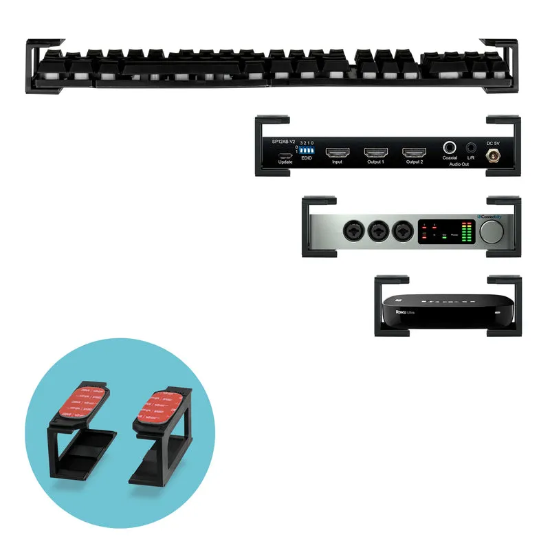 Soporte modular para montaje debajo del escritorio para teclados, enrutadores, cajas de cable y más