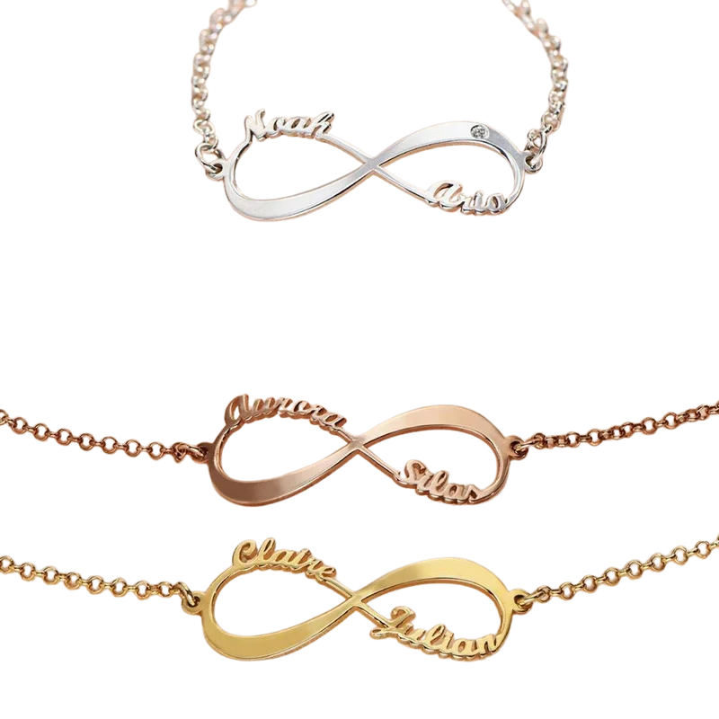 Pulsera Infinito Personalizable – Acero Inoxidable Baño Oro 14 k