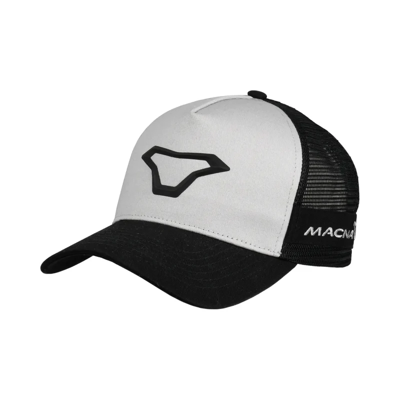 Gorra Trucker MACNA Logotipo 3D Negra Gris Claro