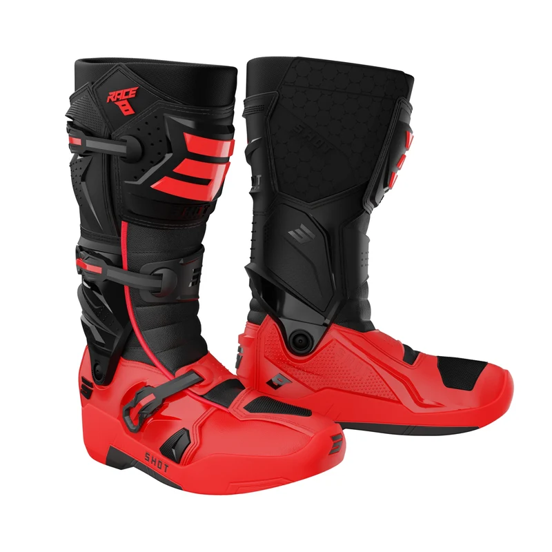 SHOT RACE 8 BOTAS DE MOTOCROSS NEGRO/ROJO
