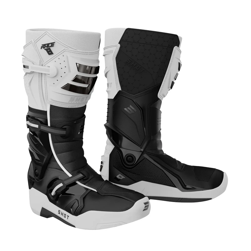 SHOT RACE 8 BOTAS DE MOTOCROSS NEGRO/BLANCO