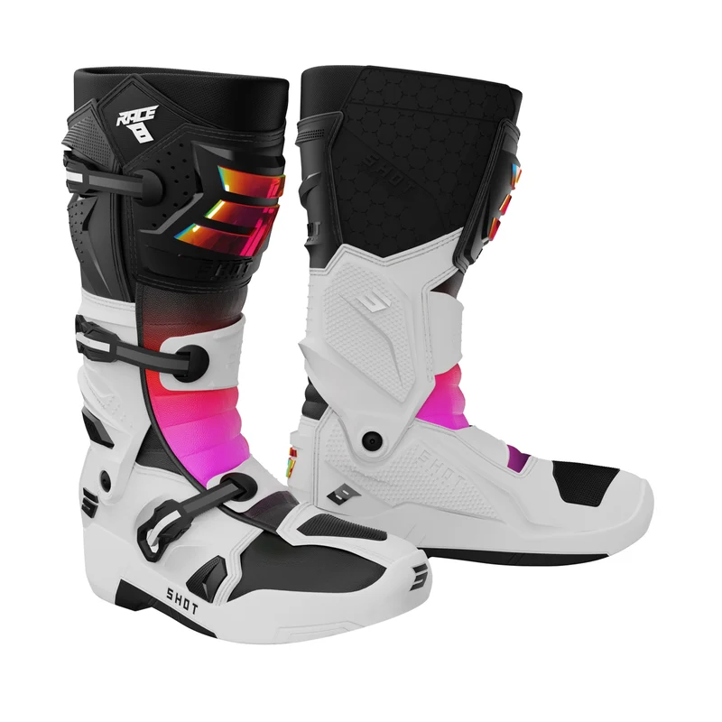 SHOT RACE 8 BOTAS DE MOTOCROSS BLANCO/ROSA