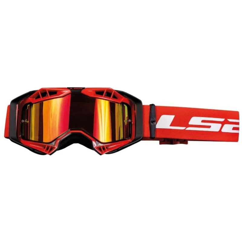 LS2- AURA GOGGLE BLACK RED WITH IRIDIUM VISOR