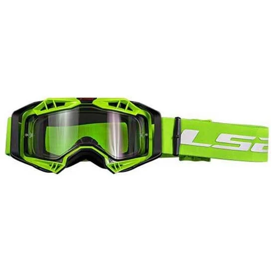 LS2- AURA GOGGLE BLACK H-V GREEN WITH CLEAR VISOR