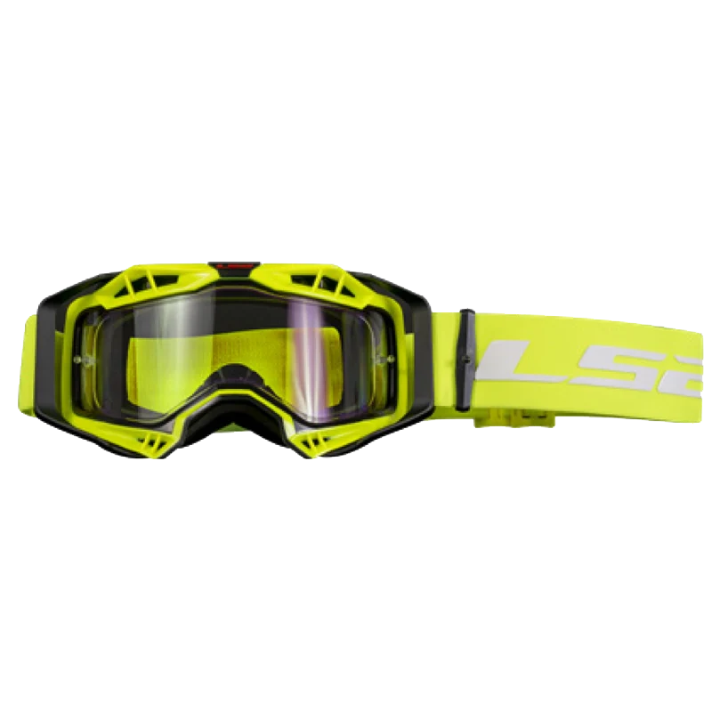 LS2- AURA GOGGLE BLACK HIV YELLOW WITH CLEAR VISOR