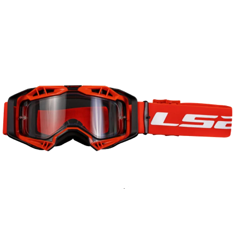 LS2- AURA GOGGLE BLACK RED WITH CLEAR VISOR