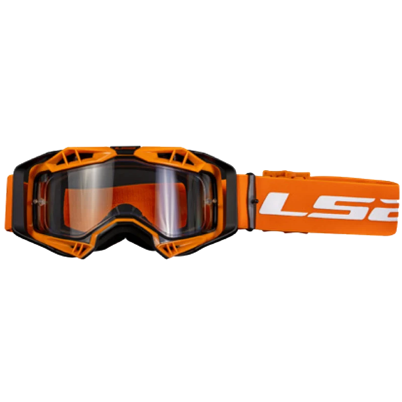 LS2- AURA GOGGLE BLACK HIV ORANGE WITH CLEAR VISOR