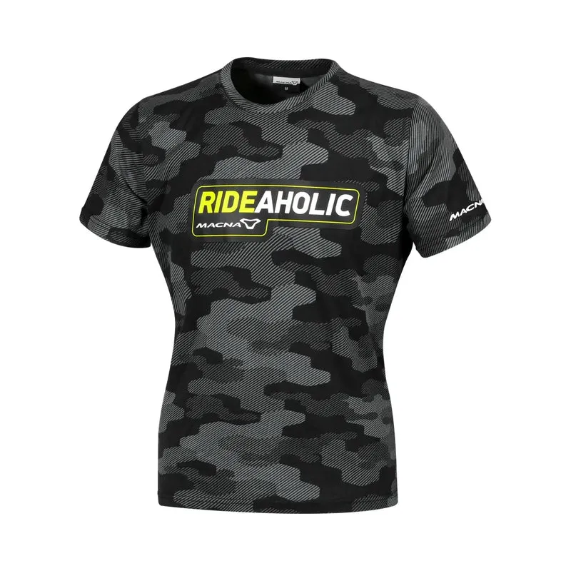 Macna Dazzle Rideaholic mujer Camiseta Negro Gris Amarillo Fluorescente