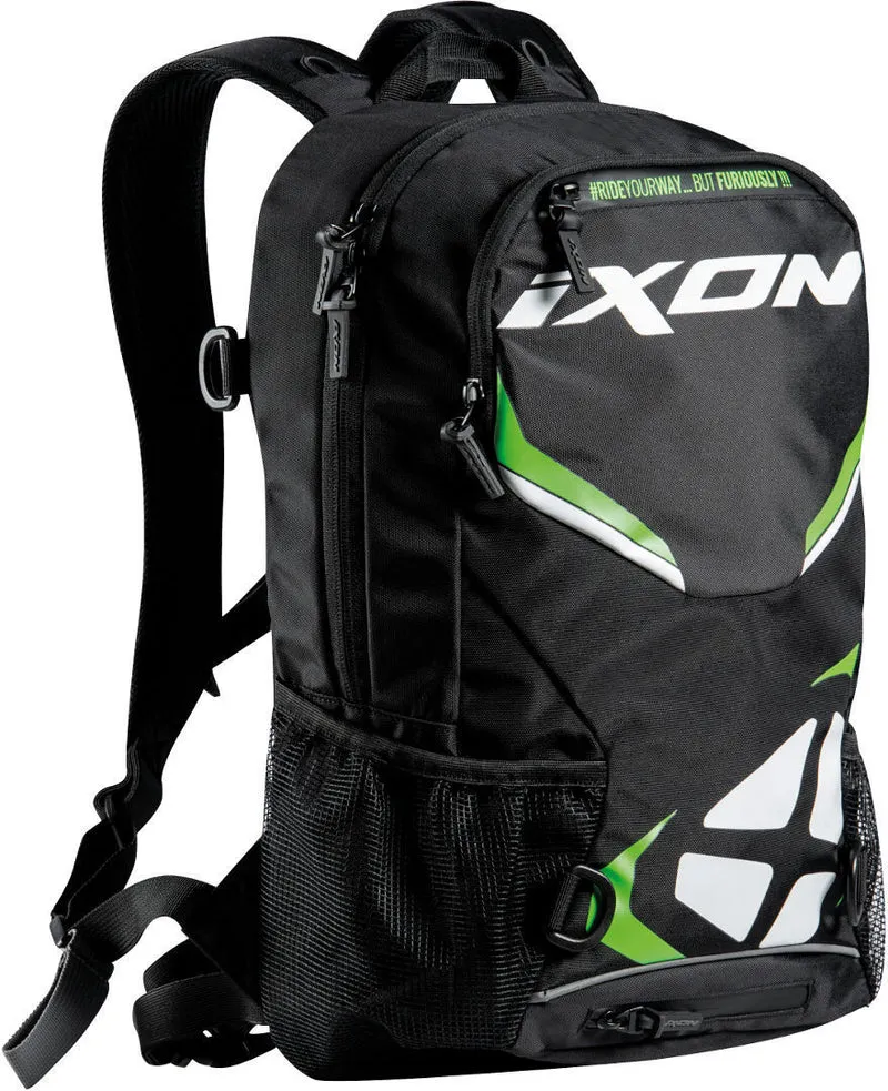 IXON R-Tension 23 Mochila Textil Moto Negro Blanco verde 23 L