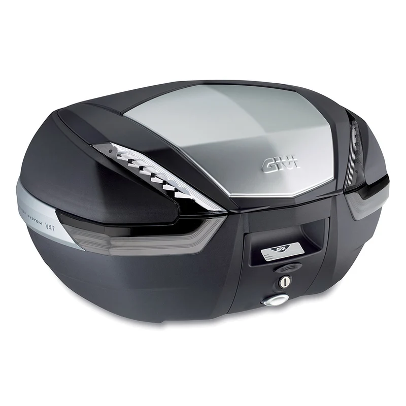 GIVI MK V47 Maleta de Moto Aluminio Negro Reflectores Ahumados 47 L