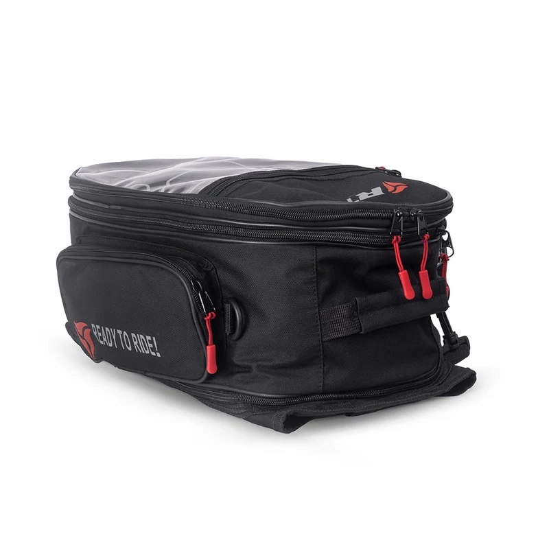 R-TECH - Mochila Piel/Textil Trip Negro Rojo