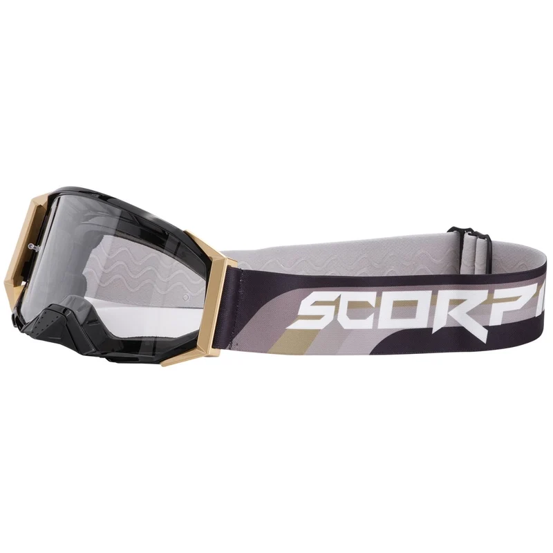 SCORPION GAFAS DE MOTOCROSS PLEXIGLAS TRANSPARENTE NEGRO ORO E24