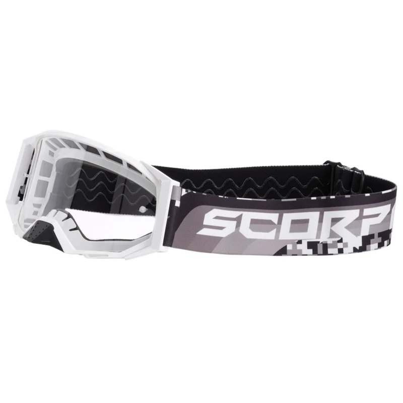 SCORPION GAFAS DE MOTOCROSS PLEXIGLAS TRANSPARENTE NEGRO BLANCO E24