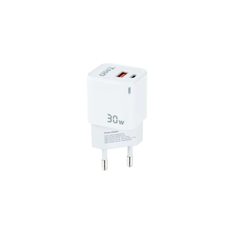Cargador de Pared TooQ TQWC-GANQCPD30WT Blanco 30 W