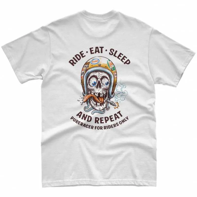 PURERACER CAMISETA RIDE-EAT-SLEEP WHITE