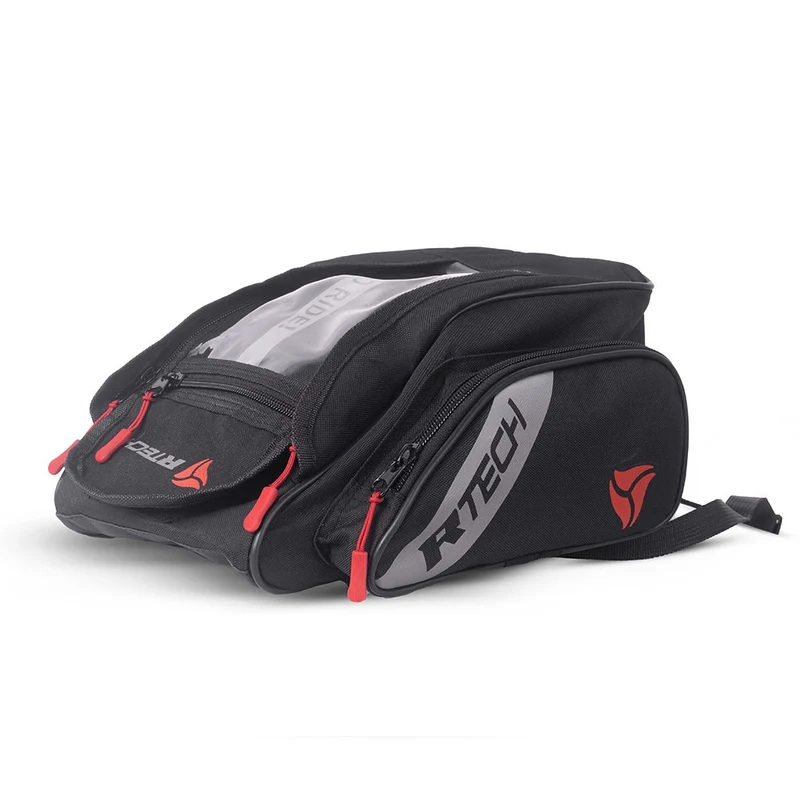 R-TECH - Mochila Piel/Textil Clutch Negro Rojo