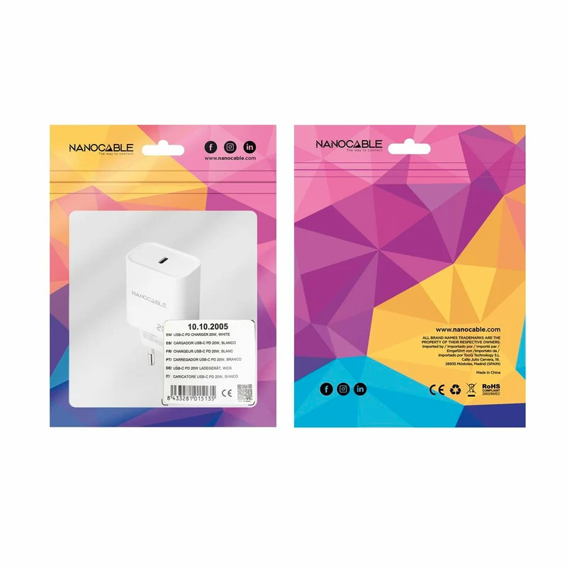 Cargador de Pared NANOCABLE 10.10.2005 Blanco