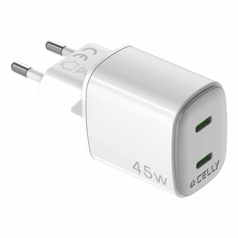Cargador de Pared Celly UPTC2USBC45WWH Blanco