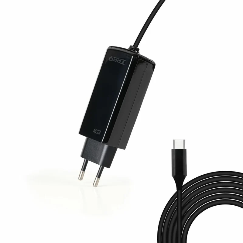 Cargador de Pared TooQ TQLC-USBCGAN65PD-C Negro 65 W