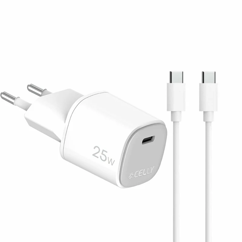 Cable USB Celly UPTC1USBC25WCTC Blanco