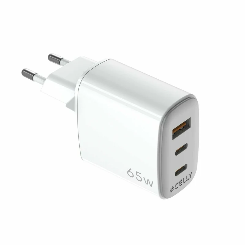 Cargador de Pared Celly UPTC1USB2USBC65 Blanco