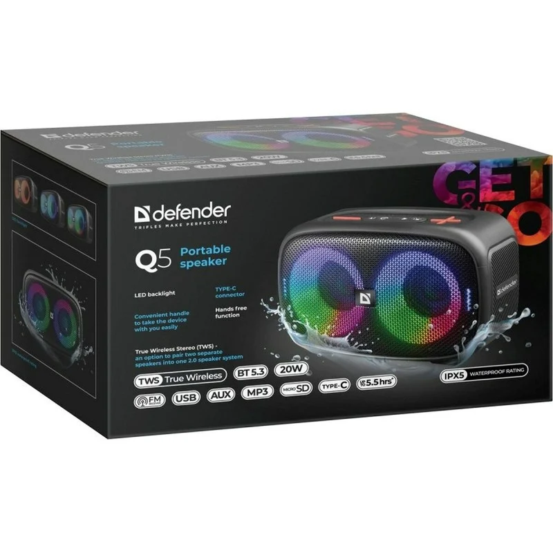 Altavoz Bluetooth Portátil Defender 65305 Negro 20 W
