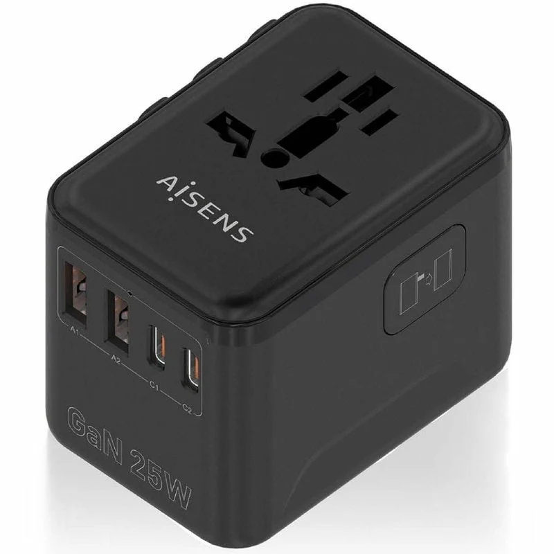 Cargador de Pared Aisens ASPS-2A2C08-BK 25 W Negro