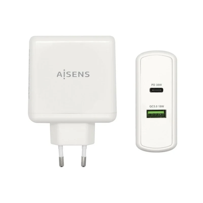 Cargador USB Pared Aisens ASCH-2PD30QC-W Blanco 48 W USB-C (1 unidad)